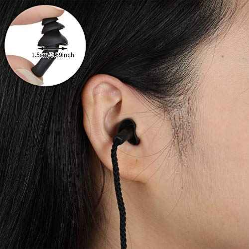 Bememo 20 Pairs Corded Ear Plugs Reusable Silicone Earplugs with String Shooting Range Swimming Noise Cancelling Reduction Hearing Protection for Sleep Work Construction