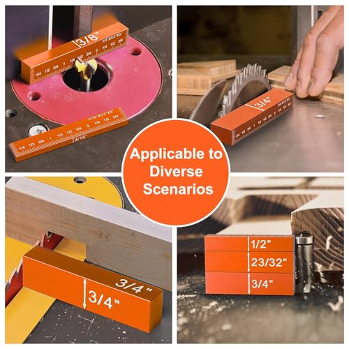 Setup Blocks 15 Pcs Aluminum Height Gauge Set for Router & Table Saw – Orange (Inch)