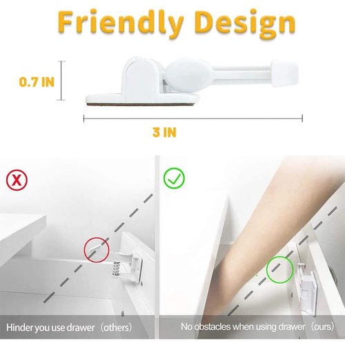 Invisible Baby Proofing Cabinet Latch Locks (12 Pack) - No Drilling or Tools Required for Installation