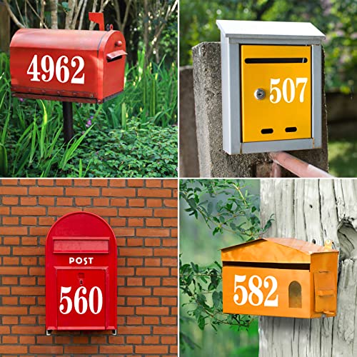 Kattykitty 60 PCS White Mailbox Numbers - 4 Inch & 3 Inch Self-Adhesive House Address Signs Set