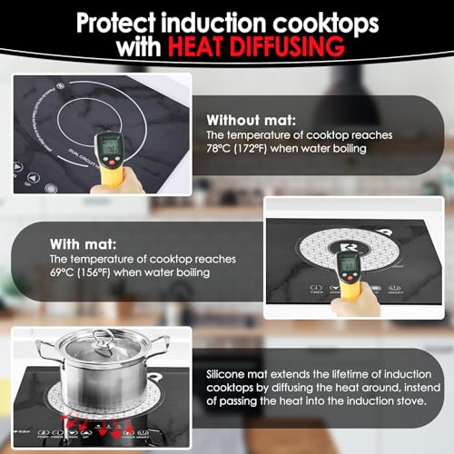 Induction Cooktop Protector Mats 5-Pack Silicone Hob Covers