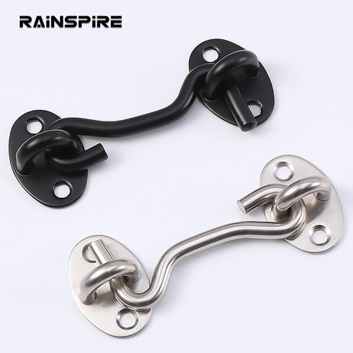 Rainspire (2 Pack) 4 Inch Privacy Hook and Eye Latch for Barn Door, Stainless Steel Gate Latch Barn Door Lock Cabin Hooks for Gate Shutters Window Slide Barn Shed Cabinet Bathroom, Black