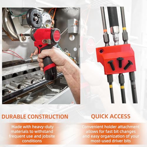 Magnetic Bit Holder for Milwaukee M12 GEN3 Impact Driver & Drill, Heavy Duty Tool Holder, Red - Secure and Convenient Accessory for Quick Bit Changes