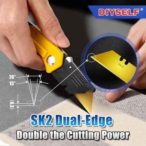 DIYSELF Box Cutter Blades, 50 Pack SK2 Utility Razor Blades Refills, Heavy Duty Utility Knife Blades for Box Cutter, Razor Blades Replacement with Plastic Case, Utility Knife Blades Refills
