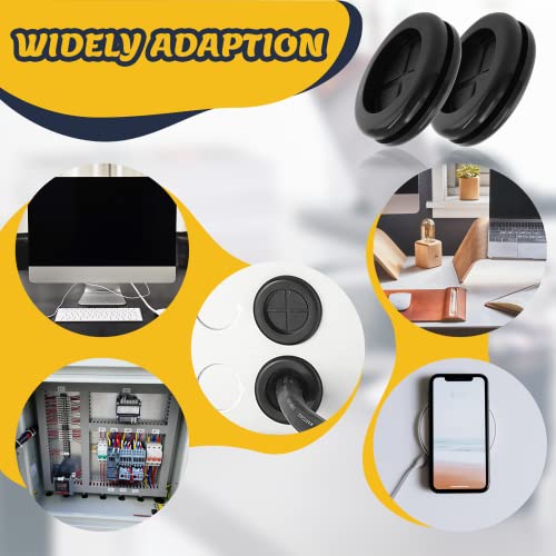 6pcs 3/4" ID 1" Drill Hole Rubber Grommets Black - Double-Sided Cable Plugs