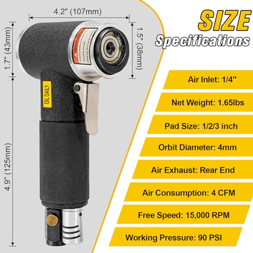 SI FANG 2'' & 3'' Mini Orbital Air Sander High Speed Pneumatic Polisher - Air Sander Only