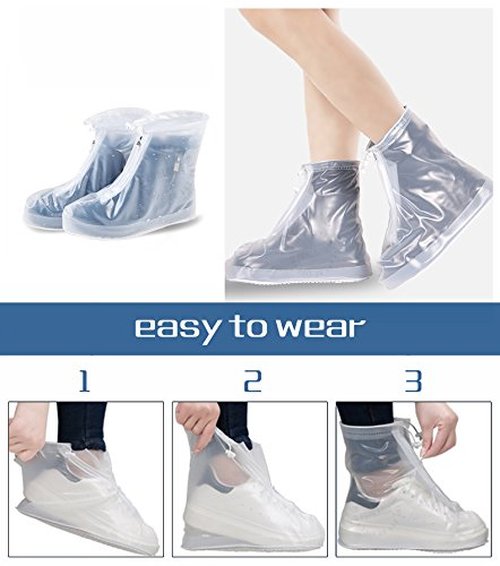 FUNLAVIE Rain Shoe Covers Non-slip Reusable Waterproof Shoe Covers for Women Men