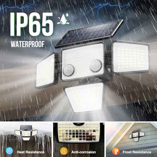 Solar Outdoor Lights - 3000LM 188 LED Motion Sensor Outdoor Lights, 4 Heads Security Light,IP65 Waterproof, Easy Install,270¡ÆWide Angle Flood Wall Light with 3 Modes for Backyard Yard (2 Pack)
