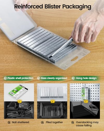 Meite T50 Staples 3 Sizes Pack - 1/4, 3/8, 1/2 Inch Galvanized Heavy Duty 2,520 Pcs for Upholstery & Construction