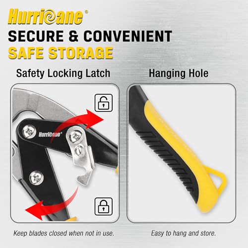 HURRICANE 10 Inch Straight Cut Aviation Tin Snips - Metal Shears for Thin Sheet Metal, Aluminum & DIY
