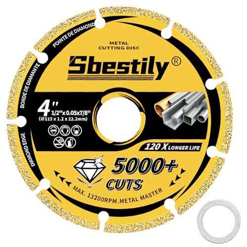 Diamond Cutting Wheel 4 1/2 x 7/8 Inch for Metal, Cut Off Wheels with 5000+ Cuts on Rebar, Steel, Iron and INOX, Angle Grinder Attachment Cutting Blades (1PCS)