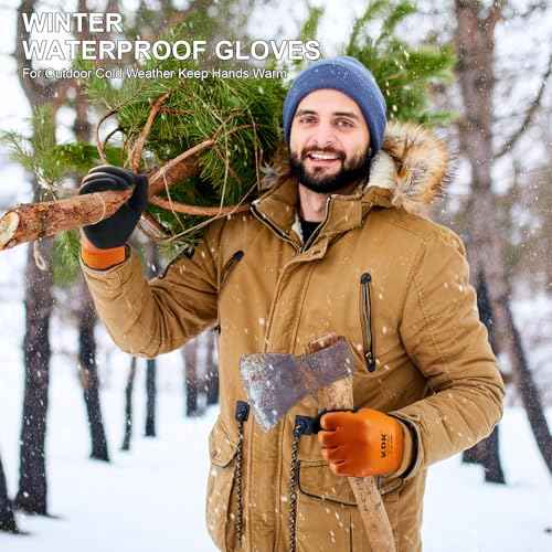 Winter Waterproof Gloves for Men and Women, Work Gloves for Cold Weather, Thermal Insulated Freezer Gloves