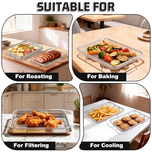 P&P CHEF 11.8 In Air Fryer Basket Set (3 Pieces) for Oven & Air Fryer, 11.8 x 9 x 2 Inches