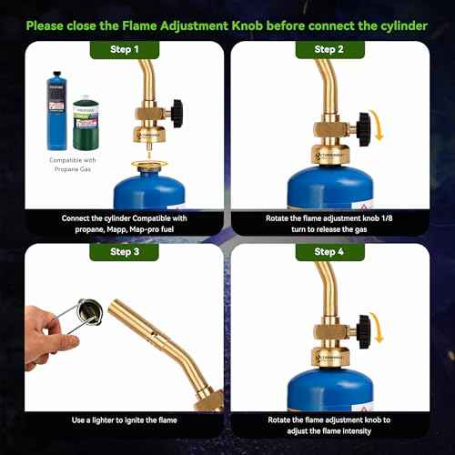 Propane Torch Head Solid Brass Mini Soldering Torch Gun with Precise Pencil Flame Manual Ignition MAPP MAP Gas Torch Fuel on Propane Blowtorch for Welding Wood Work Brazing Torch Lighter Kit