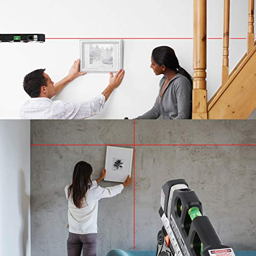 AikTryee Red Laser Line Level Kit with Cross & Horizontal Lines, 8ft Ruler for Wall Hanging & Tile