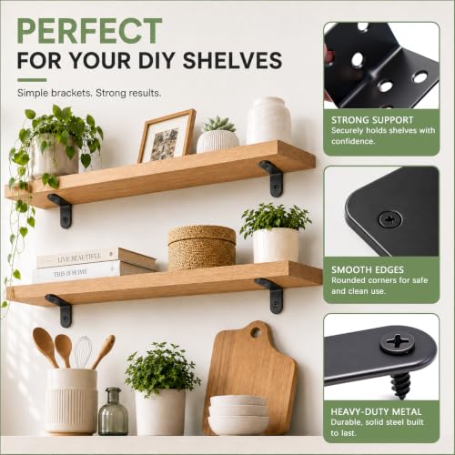 mxuteuk 96PCS Black Stainless Steel L Brackets for Shelves & Furniture, 20/30/40/50mm
