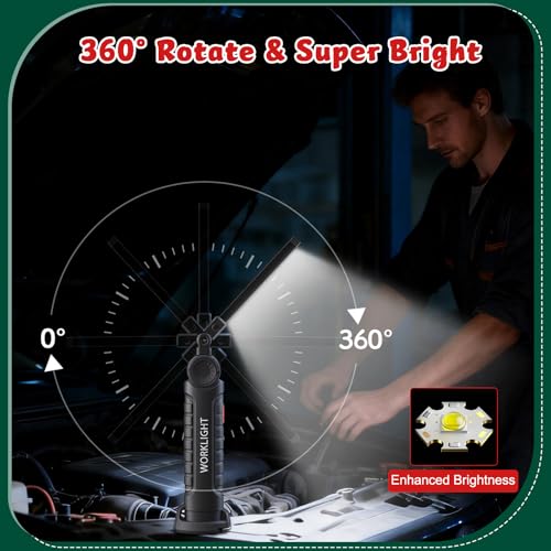 LNRYY 4-Pack Magnetic Work Light - Rechargeable, 360° Rotatable, Bright LED, Portable, Xmas Gift for Men Dad