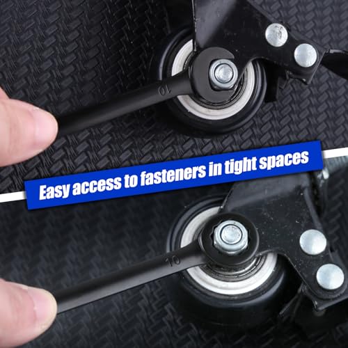 Mini Wrench Set Metric 10-Piece Ignition Wrench Set, 4-11mm Open End and Box End Combination Wrenches, Super Thin Small Wrenches with Zipper Bag and Key Ring for Small Fasteners, Black