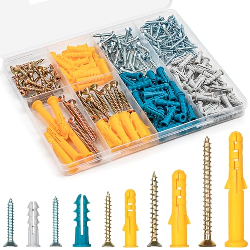 KURUI 270Pcs Drywall Anchors and Screws Assortment Kit - Gold & Silver Variants