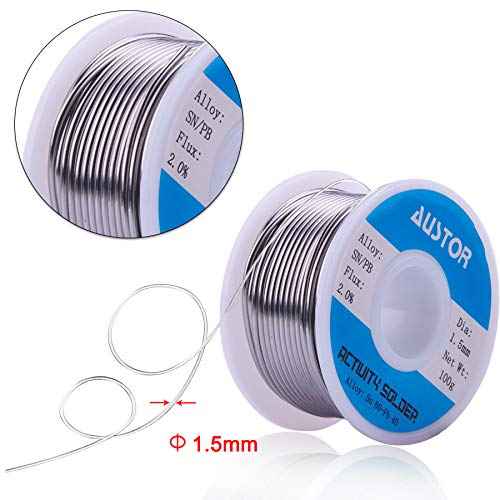 AUSTOR 60-40 Tin Lead Rosin Core Solder Wire for Electrical Soldering (1.5mm, 100g)