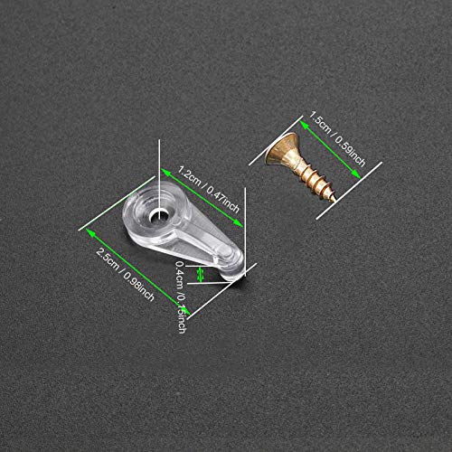 Hydanle Cabinet Door Glass Retainer Clips Kit, Plastic, Clear, Offset 4mm, with Screws (Pack of 20)
