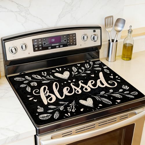 Blessed 28x20 in Glass Top Stove Cover Protector (Variation: Blessed) – Heat-Resistant Rubber Cooktop Pad