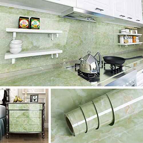 Livelynine Contact Paper for Countertops Kitchen Wallpaper for Walls Backsplash Green Marble Countertop Peel and Stick Waterproof Bathroom Counter Top Covers Desk Table Wrap£¬Emerald Marble 15.8x78.8