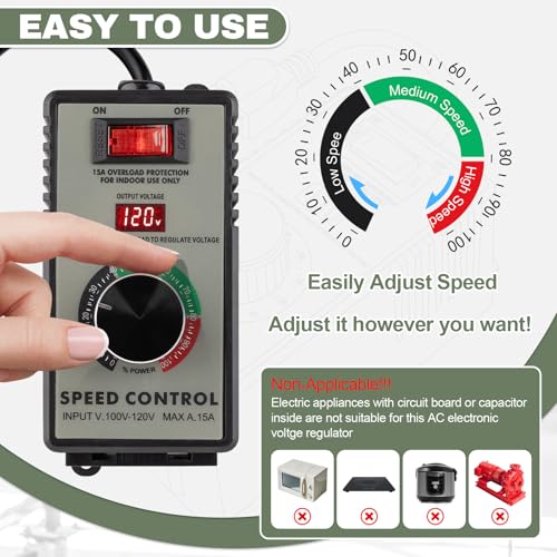 ReeMoo 120V 15A AC Motor Speed Controller for Brushed Motors