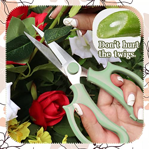 OJYUDD Green 3Pcs Garden Flower Scissors Pruning Shears Stainless Steel with Handle