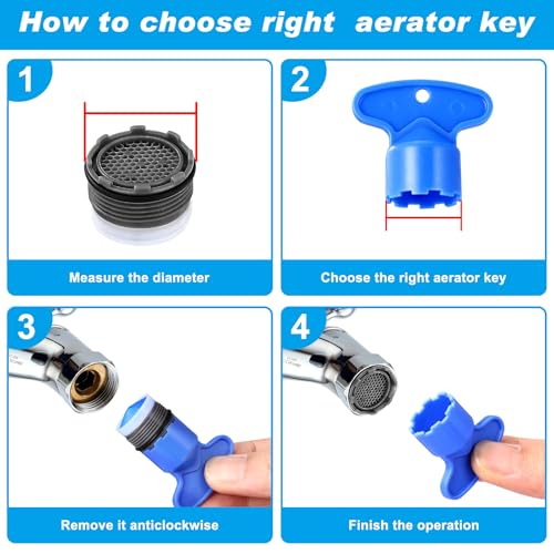 Draupnir 28 Pcs Blue Faucet Aerator Set with Key - Compatible with 16.5-24mm Sink Faucets