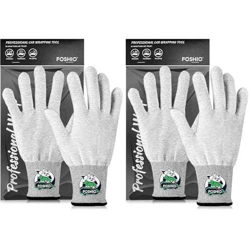 FOSHIO Grey Vinyl Wrap Gloves, Professional Carbon Fiber Anti-Static Tint Gloves, Dust-Free Wrap Glove for Wrapping Vinyl