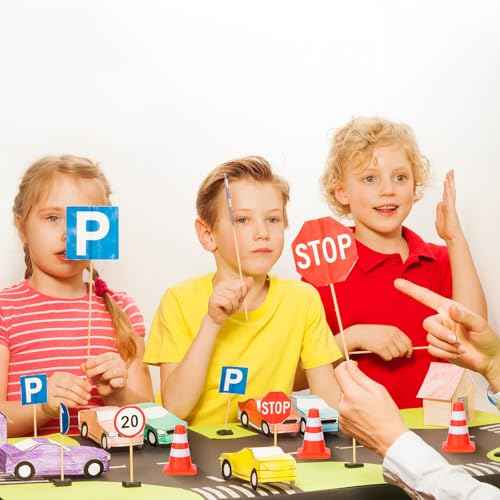 50pcs Mini Traffic Cones, Plastic Miniature Road Safety Cones Training Small Sports Construction Barricades Mini Road Practice Signs Toy Orange Traffic Caution Signs for Micro Landscape Sand Table