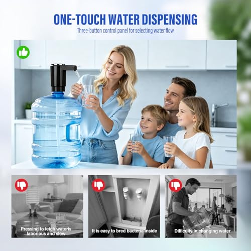 Swardroof Rechargeable Dual Motor Water Jug Pump - Gloss Black for 5 Gallon Bottles