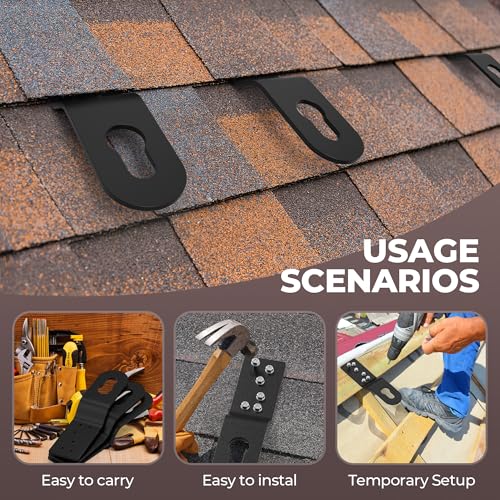 5 Pcs Roof Safety Anchor Hitch Clip, Permanen Roof Anchor for Fall Protection Connect to Wood Surface,Roofing Anchor Bracket Use with Other Roof Safety Equipment(Aluminum - Black)