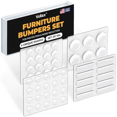 Vellax 104-Count Clear Silicone Cabinet Door Bumpers - Noise & Scratch Protection