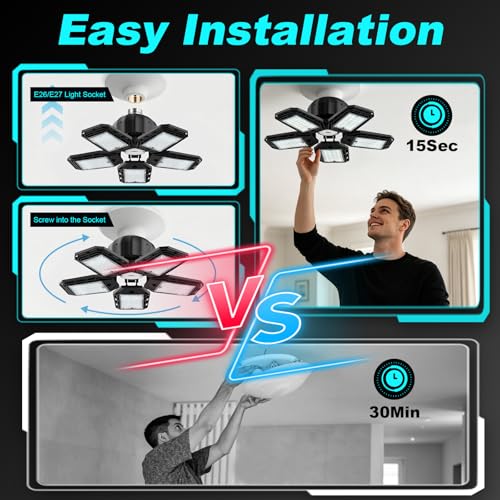 Luyata 2 Pack 180W LED Garage Lights, 18000LM, 6500K Ceiling Shop Light