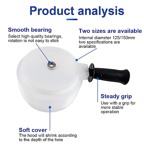 EMVANV Hole Saw Dust Bowl with Handle,Drill Dust Collector Rubber Scalable Dust Cover Collector for Ceiling Cutting Work and Other Drilling Works(Size:125mm)