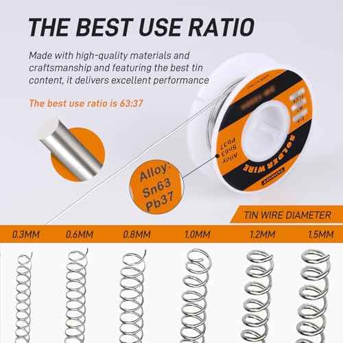 TOWOT 63-37 High Purity Tin Lead Rosin Core Solder Wire for Electrical Soldering, Content 1.8% Solder flux (1.0mm, 50g)