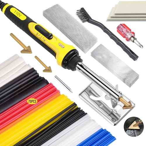 150W Plastic Welder Kit, 3-Speed Temperature Control Plastic Welding Kit, Professional Plastic Weld Tool With 70pcs Welding Rods,3Tips,Portable Plastic Repair Kit For Car Bumper,Kayak Repairs (Yellow)