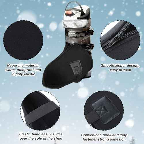 2 Pairs Ski Boot Covers, Insulated Shoe Covers for Snow Warmers Heater Gifts for Skiers, Winter Sport, Skiing Accessory