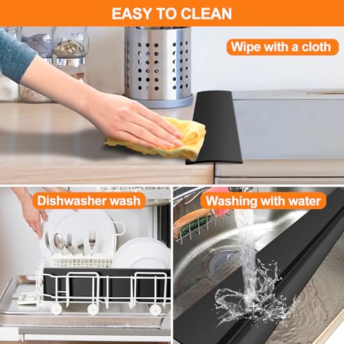FLSEPAMB 21-Inch Silicone Stove Gap Covers 2-Pack, Heat-Resistant Anti-Slip Gap Filler Black