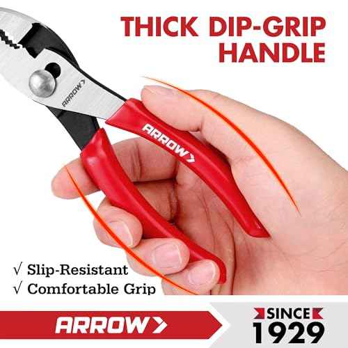 ARROW 6" Slip Joint Pliers, Small Pliers with Thick Dip-Grip Handle, High Carbon Steel, Strong Grip Jaws, Pliers Tool for Gripping, Loosening Nuts and Bolts, Cutting Steel Wire