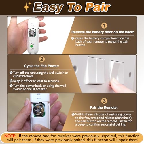 Aituzero 99813 Ceiling Fan Remote Replacement for Hunter 3-Speed 434MHz