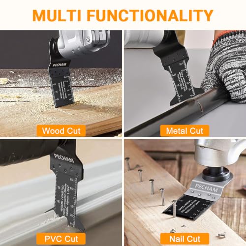 PECHAM 24PCS Universal Oscillating Multi-Tool Saw Blades Kit for Wood, Metal, Plastic, Quick Release