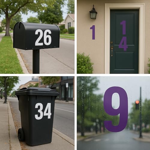 YTPZCL Black 4 Inch Vinyl House Number Stickers - Self-Adhesive Outdoor Labels, Waterproof & Durable, 6 Sheets