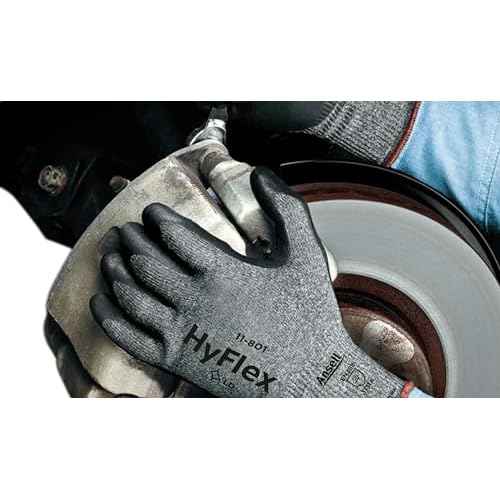 Ansell HyFlex 11-801 Nylon Glove, Black Foam Nitrile Coating, Knit Wrist Cuff, Small, Size 7 (Pack of 12)