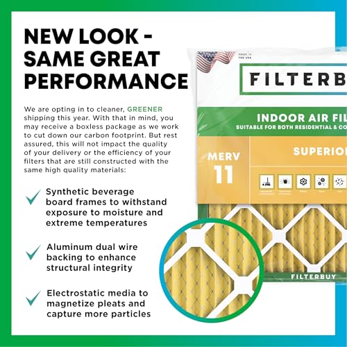 Filterbuy 20x20x1 MERV 11 Air Filter Pet & Allergy Defense 6-Pack