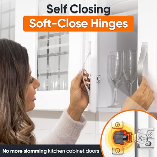 Decobasics 50 Pack 1/2 Inch Soft Close Cabinet Hinges - Concealed Self-Closing Stainless Steel, Adjustable for Face Frame Kitchen Cabinets