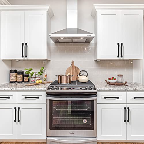 9BUILD 10 Pack Matte Black 5-Inch Cabinet Handles - 128MM Center Hole Kitchen Hardware