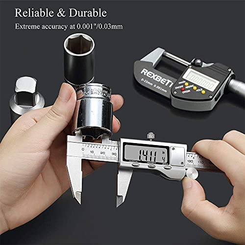 LOUISWARE Silver Digital Caliper 6 Inch/150mm Stainless Steel Electronic Measuring Tool with LCD Screen